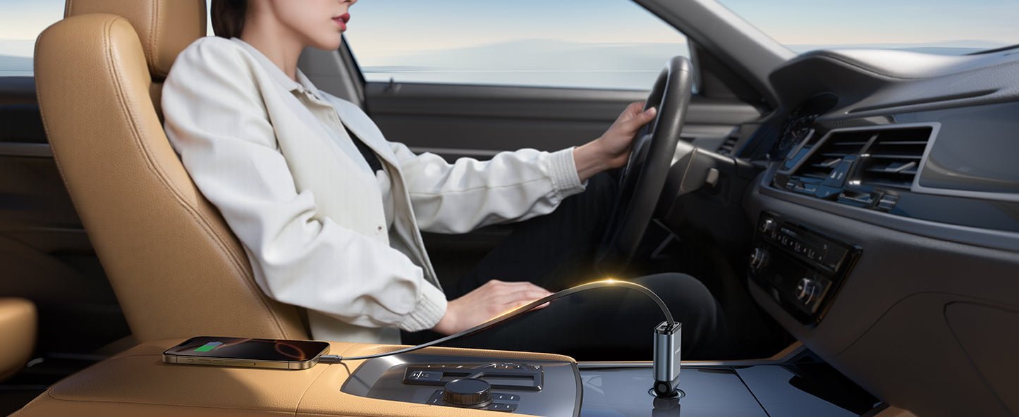 📲🚘Chargeur de Voiture 120W 4-en-1 – Ultra Rapide, Rétractable, Universel & Intelligent⚡