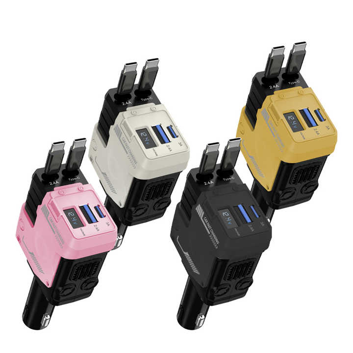📲🚘Chargeur de Voiture 120W 4-en-1 – Ultra Rapide, Rétractable, Universel & Intelligent⚡